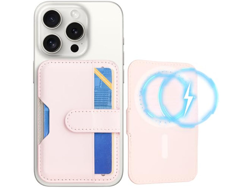 Portafoglio magnetico con porta carte per telefoni compatibili Magsafe - rosa