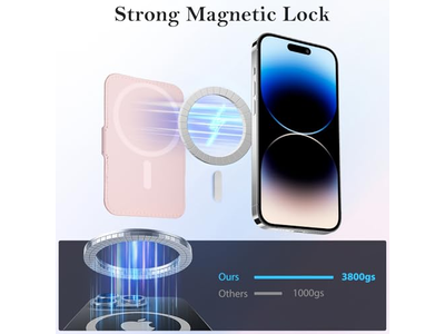 Portafoglio magnetico con porta carte per telefoni compatibili Magsafe - rosa