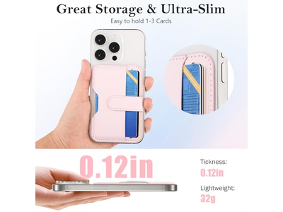 Portafoglio magnetico con porta carte per telefoni compatibili Magsafe - rosa