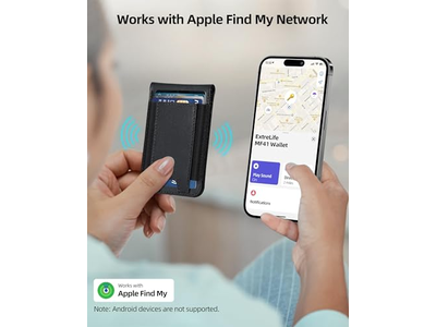 Portafoglio magnetico con supporto Find My per 8 carte con blocco RFID Nero