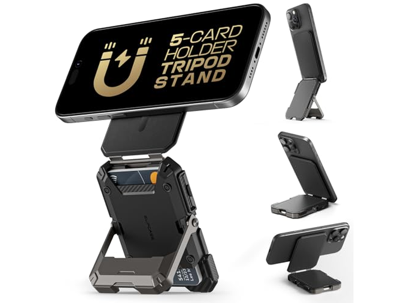 Portafoglio magnetico con supporto per 5 carte con blocco RFID nero