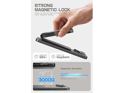 Portafoglio magnetico con supporto per 5 carte con blocco RFID nero