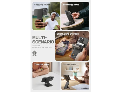 Portafoglio magnetico con supporto per 5 carte con blocco RFID nero