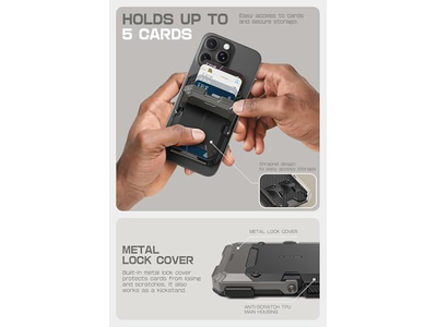 Portafoglio magnetico con supporto per 5 carte con blocco RFID nero