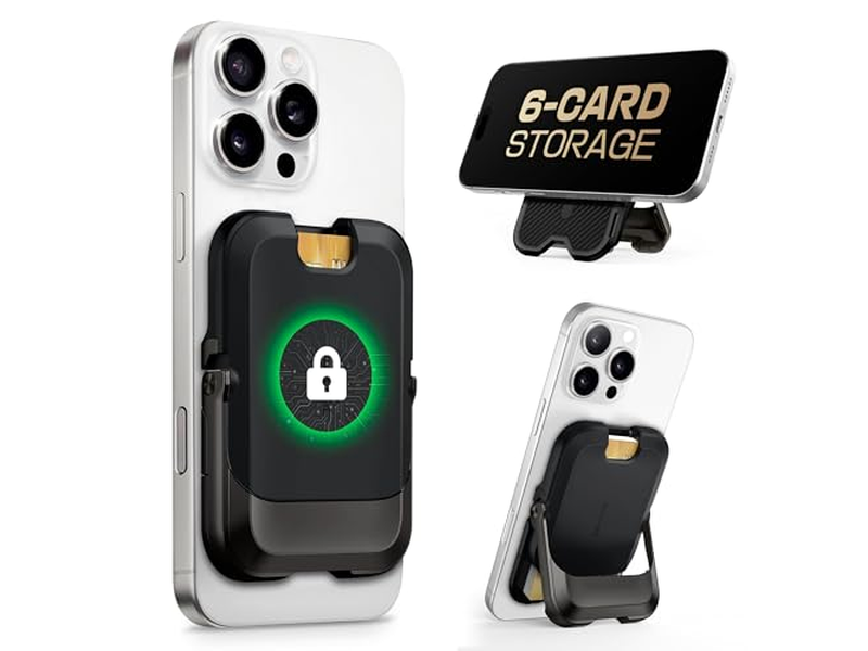 Il portafoglio magnetico con supporto può contenere 6 carte Supporto per telefono con blocco RFID