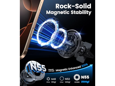 Supporto per telefono magnetico MagSafe da auto nero più potente