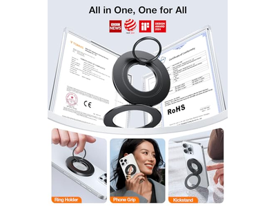 Supporto ad anello MagSafe per impugnatura del telefono con cavalletto compatibile con iPhone