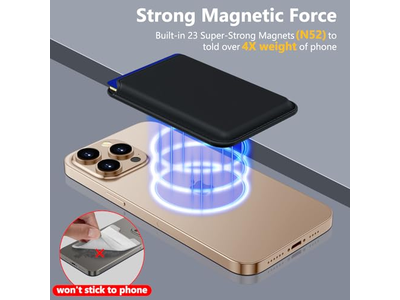 Portafoglio MagSafe con 3 porta carte Portafoglio magnetico sottile con blocco RFID - B