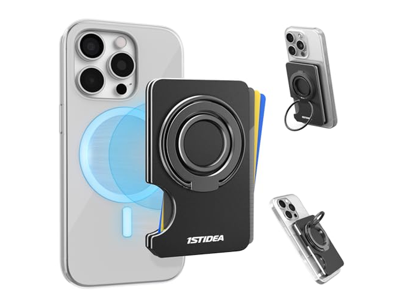 Custodia rigida sottile con porta carte di credito magnetico MagSafe Wallet nera