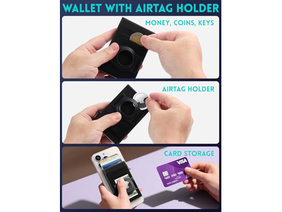 Portafoglio MagSafe con supporto AirTag Porta carte di credito sottile con elastico