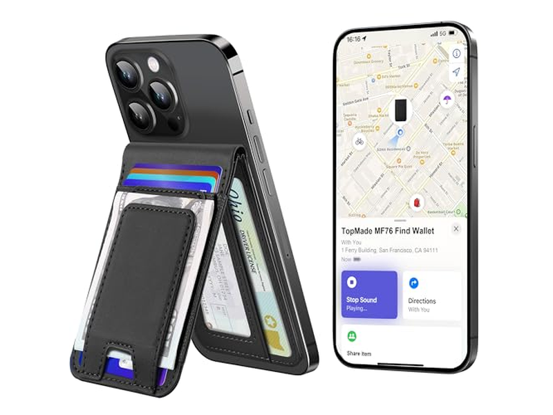 Portafoglio MagSafe con fermasoldi Funziona con il porta carte Find My 8 Nero