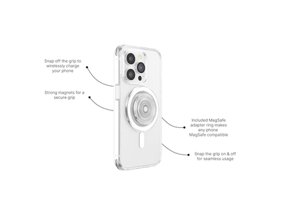 Impugnatura per telefono MagSafe con cavalletto e presa sicura - Trasparente