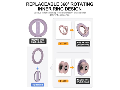 Supporto per telefono con passante per dito sostituibile e supporto per anello magnetico