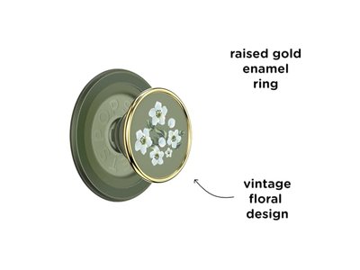 Grip per telefono con cavalletto, supporto magnetico, parte superiore intercambiabile, fiore verde