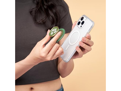 Grip per telefono con cavalletto, supporto magnetico, parte superiore intercambiabile, fiore verde