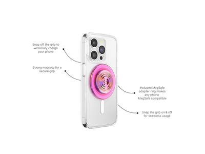 Impugnatura per telefono con cavalletto, supporto magnetico, parte superiore intercambiabile, tenuta sicura