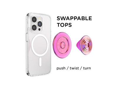 Impugnatura per telefono con cavalletto, supporto magnetico, parte superiore intercambiabile, tenuta sicura