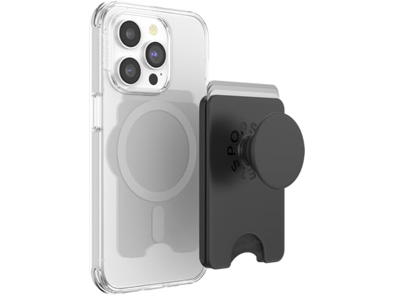 Portafoglio per telefono con impugnatura espandibile e anello adattatore MagSafe - Nero