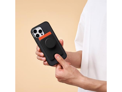 Portafoglio per telefono con impugnatura espandibile e anello adattatore MagSafe - Nero