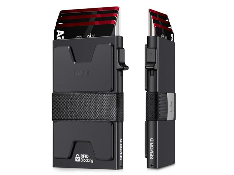 Portafoglio porta carte sottile in alluminio con blocco RFID, può contenere oltre 12 carte Plus