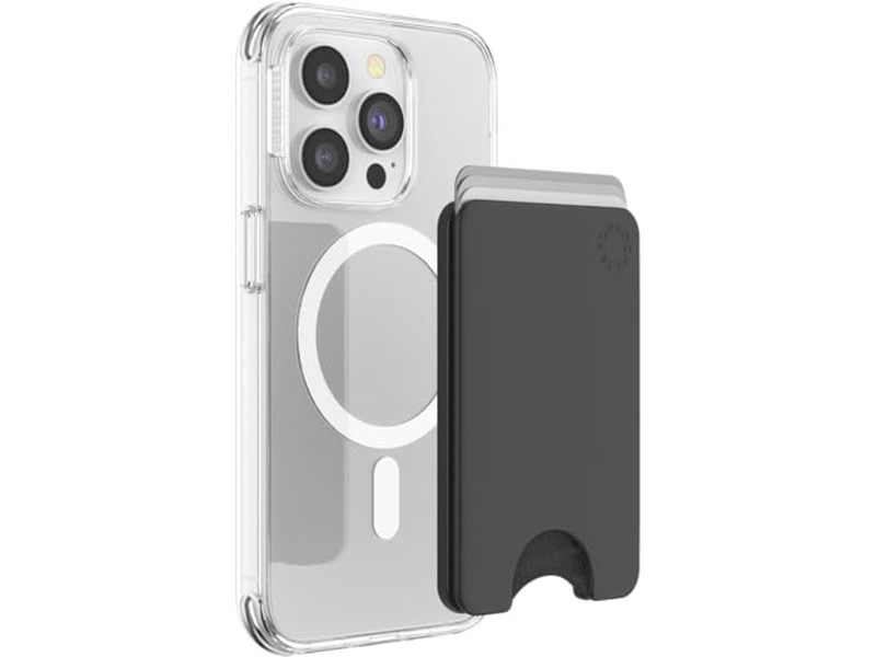 Portafoglio sottile per telefono e porta carte compatibile con ricarica wireless - Nero