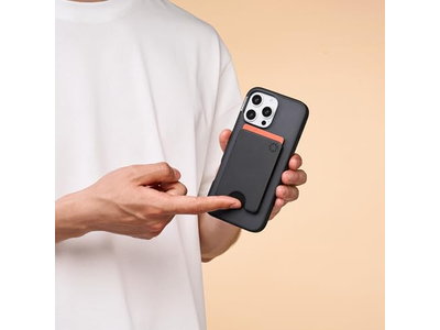 Portafoglio sottile per telefono e porta carte compatibile con ricarica wireless - Nero