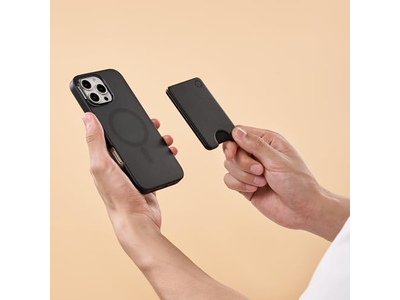 Portafoglio sottile per telefono e porta carte compatibile con ricarica wireless - Nero