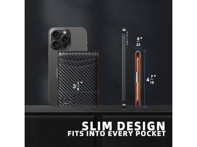 Portafoglio sottile da uomo con 12 scomparti per carte, finestra identificativa e fermasoldi