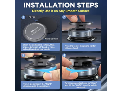 Supporto per telefono a ventosa con cuscinetti in nano gel lavabili