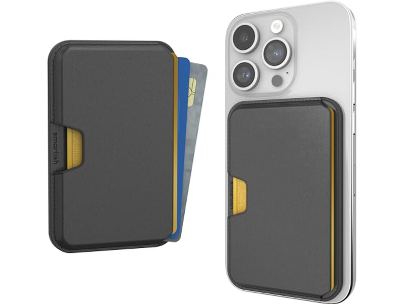 Porta carte magnetico sottile staccabile in pelle vegana per telefoni MagSafe