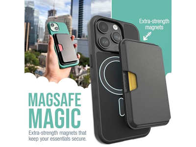 Porta carte magnetico sottile staccabile in pelle vegana per telefoni MagSafe